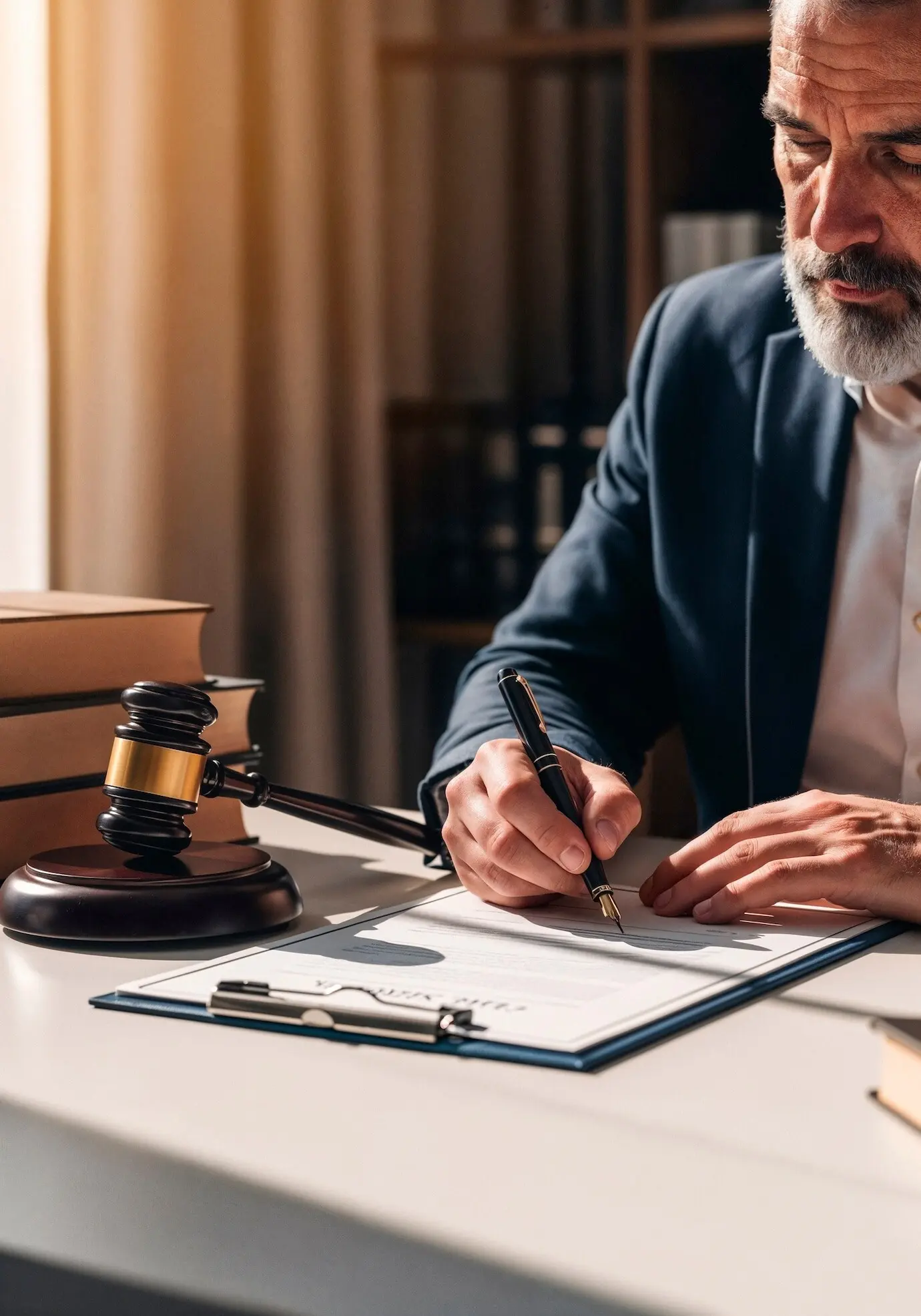 Abogado firmando documentos legales